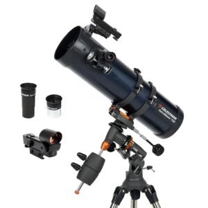 Celestron AstroMaster 130EQ Newton Reflector Telescope – Large 130mm Aperture with German Equatorial Mount – Ideal Beginner Telescope for Lunar & Deep-Space Astronomy