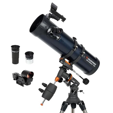 Celestron AstroMaster 130EQ Newton Reflector Telescope – Large 130mm Aperture with German Equatorial Mount – Ideal Beginner Telescope for Lunar & Deep-Space Astronomy