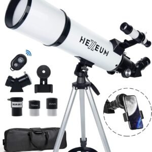 80mm Refractor Telescope for Adults & Beginners – 600mm Focal Length Travel Telescope with AZ Mount, Phone Adapter, Bluetooth Remote & Backpack