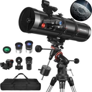 150EQ Newtonian Reflector Telescope for Adults & Beginners – 150mm Astronomical Telescope with Equatorial Mount, Phone Adapter, Tripod, Moon Filter & Carry Bag
