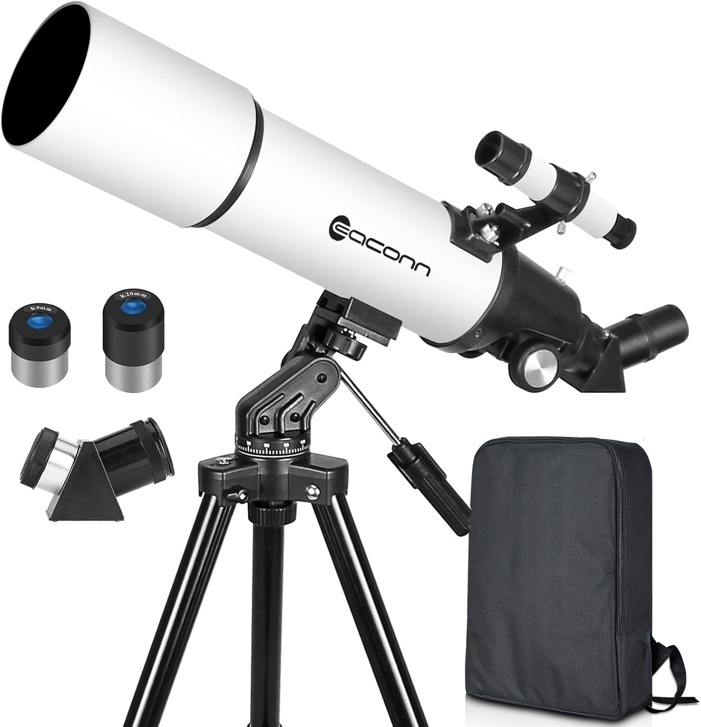 80mm Refractor Telescope for Adults & Beginners – 600mm Focal Length Travel Telescope with Backpack & Accessories