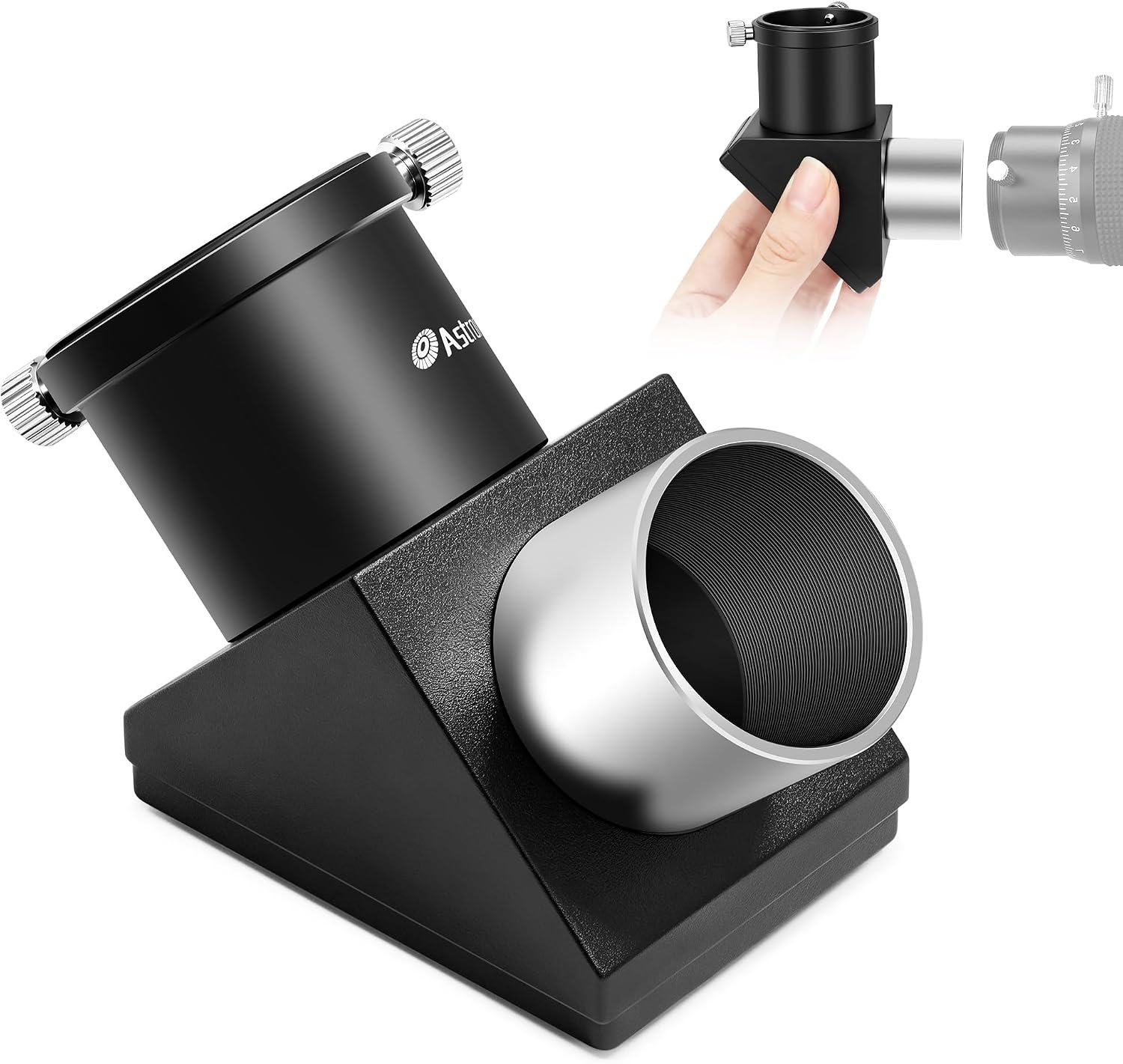 Astromania 1.25" 90-Degree Erect Image Diagonal – Telescope Star Diagonal with Filter Thread for Refractor Telescopes