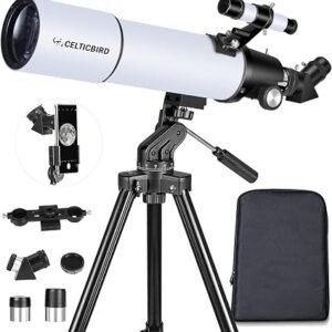 80mm Aperture 600mm Refractor Telescope for Adults & Beginners – Portable AZ Mount Astronomy Kit with Backpack, Smartphone Adapter & Moon Filter