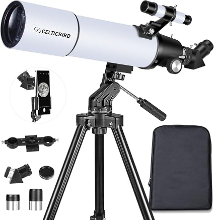 80mm Aperture 600mm Refractor Telescope for Adults & Beginners – Portable AZ Mount Astronomy Kit with Backpack, Smartphone Adapter & Moon Filter