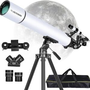 80mm Refractor Telescope for Adults & Astronomy Beginners – 900mm High-Power Travel Telescope with AZ Mount, Carry Bag & Phone Adapter