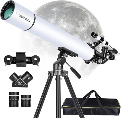 80mm Refractor Telescope for Adults & Astronomy Beginners – 900mm High-Power Travel Telescope with AZ Mount, Carry Bag & Phone Adapter
