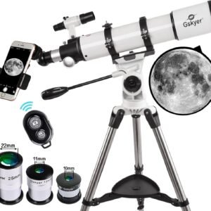 Gskyer 90mm Aperture 600mm Refractor Telescope for Adults – Professional Astronomical Scope with Altazimuth Mount