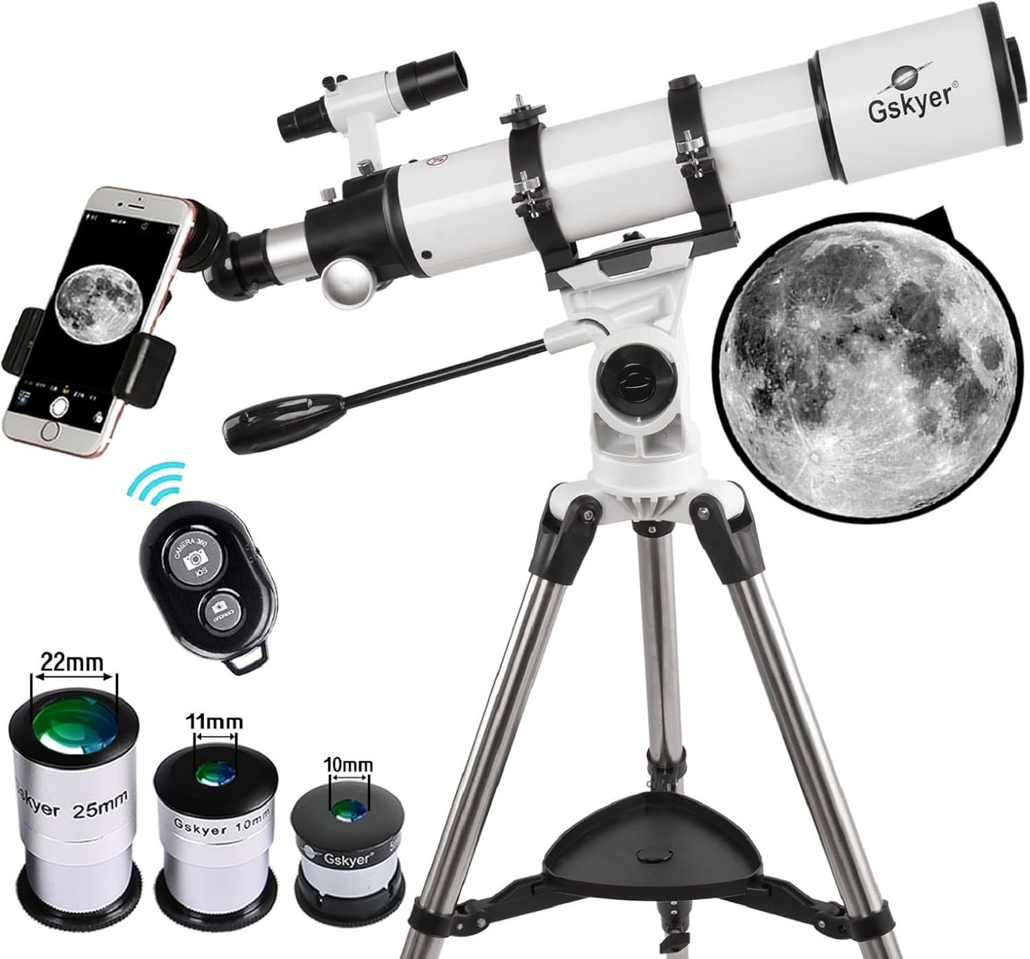 Gskyer 90mm Aperture 600mm Refractor Telescope for Adults – Professional Astronomical Scope with Altazimuth Mount