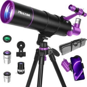 90mm Aperture 550mm Refractor Telescope for Adults & Beginners – High-Power Travel Scope with Tripod, Smartphone Adapter, Moon Filter & Carry Bag