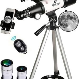 Gskyer 70mm Refractor Telescope – 400mm AZ Mount Astronomy Travel Scope for Kids & Beginners (Includes Carry Bag, Phone Adapter & Wireless Remote)