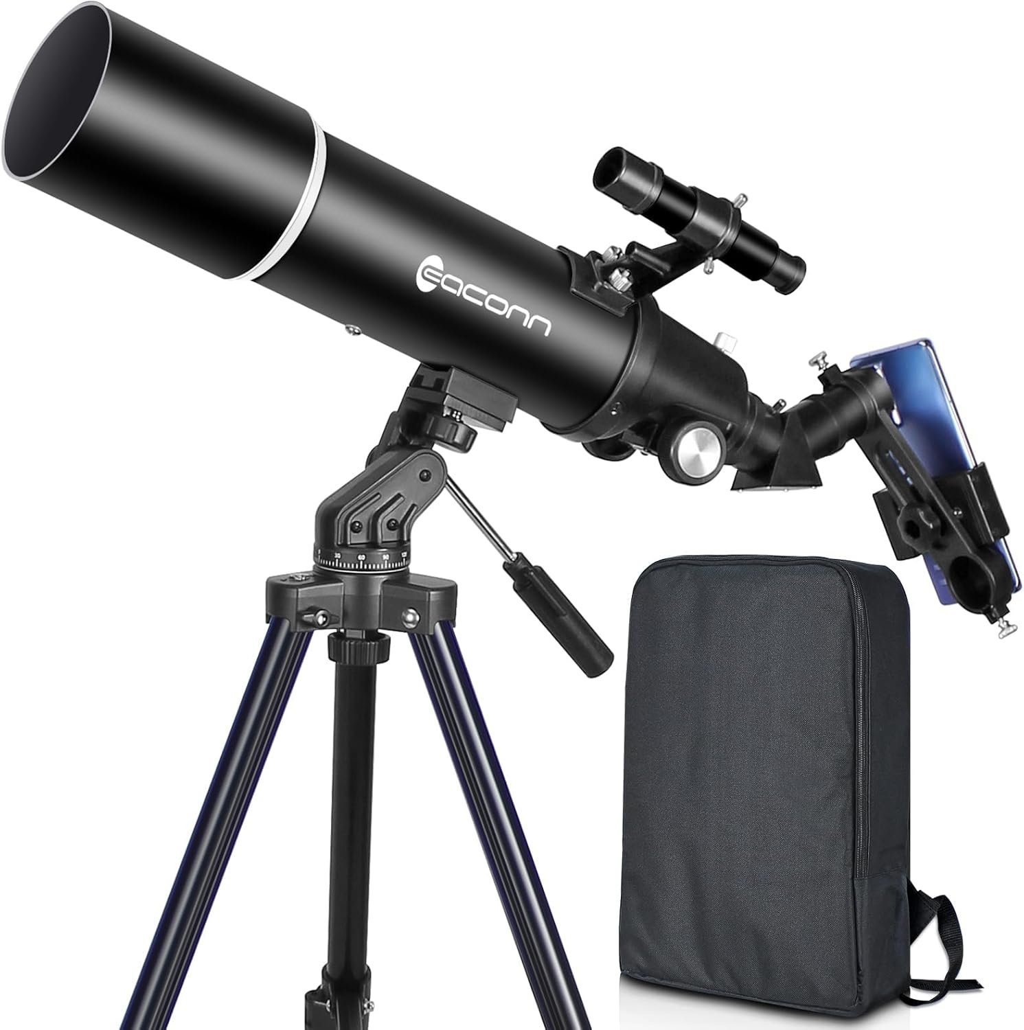 80mm Refractor Telescope for Adults & Beginners – 600mm Focal Length Travel Telescope with Backpack & Accessories