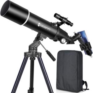 80mm Refractor Telescope for Adults & Beginners – 600mm Focal Length Travel Telescope with Backpack & Accessories