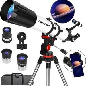 90mm Refractor Telescope for Adults & Beginners – High-Powered 800mm Astronomy Telescope with Fully Multi-Coated Optics, Adjustable AZ Mount, Phone Adapter & Carry Bag
