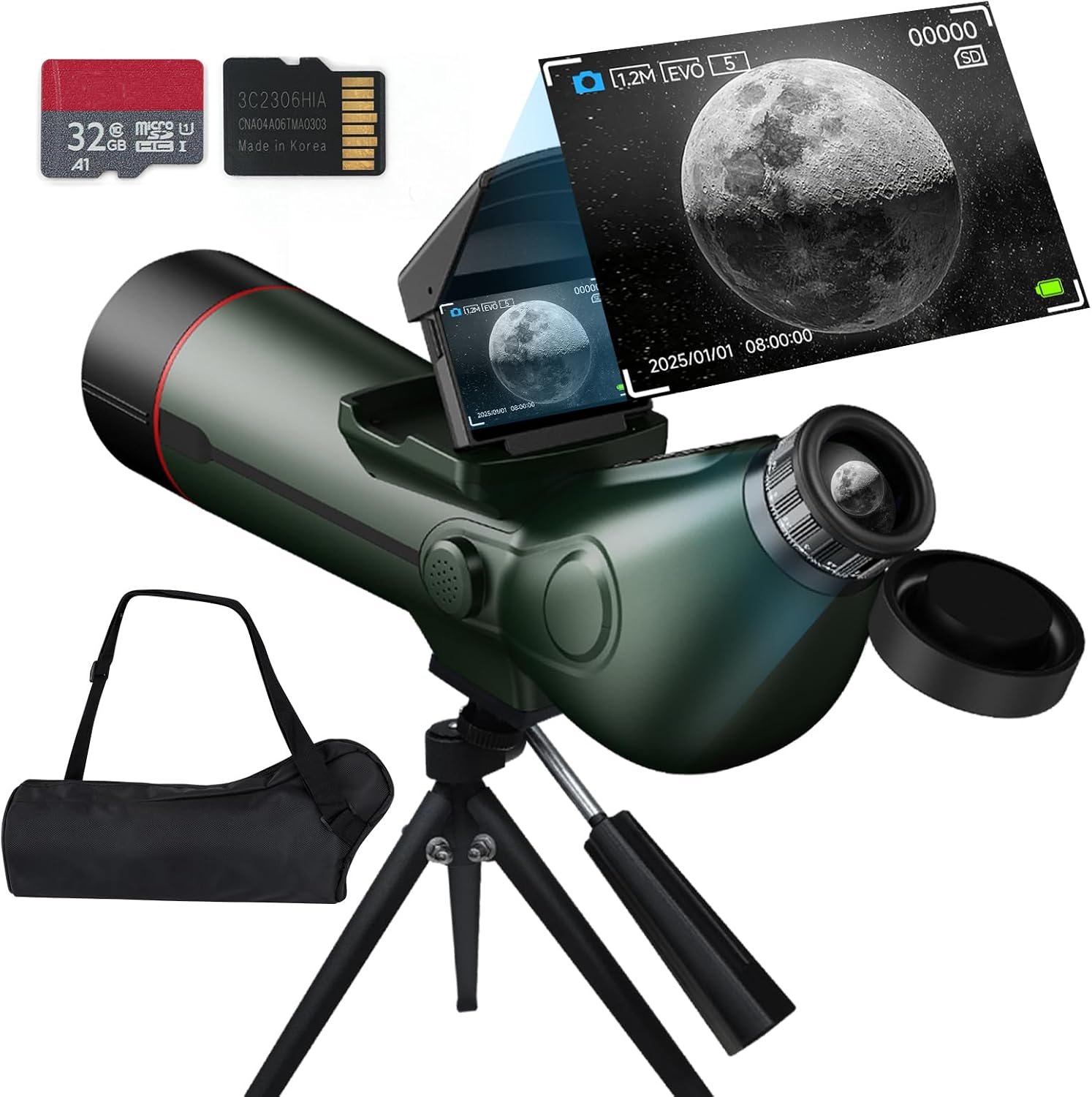 Smart Digital Refractor Telescope with 4K Astrophotography Camera – Auto-Focus Electronic Telescope with Dual Screens for Adults & Beginners