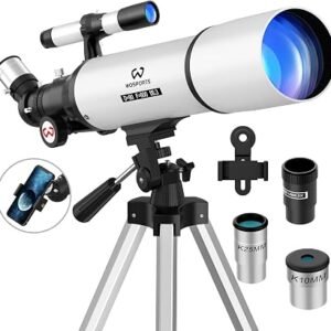WOSPORTS 90mm Refractor Telescope (600mm Focal Length, 180x) – Portable Astronomy Scope for Beginners & Adults with Tripod, Phone Adapter & Carry Bag