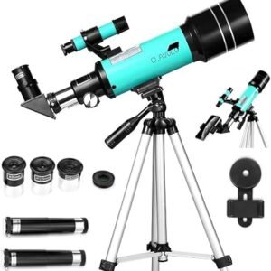 70mm Refractor Telescope for Kids & Beginners – 20X–200X Portable Travel Scope with Adjustable Tripod & Smartphone Adapter