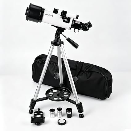 Portable 70mm Refractor Telescope for Beginners – 400mm Focal Length, 16X–120X Magnification | Includes AZ Mount, Tripod, Phone Adapter & Carry Bag