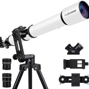 90mm Refractor Telescope with 1000mm Focal Length, Precision Vertisteel AZ Mount & Phone Adapter