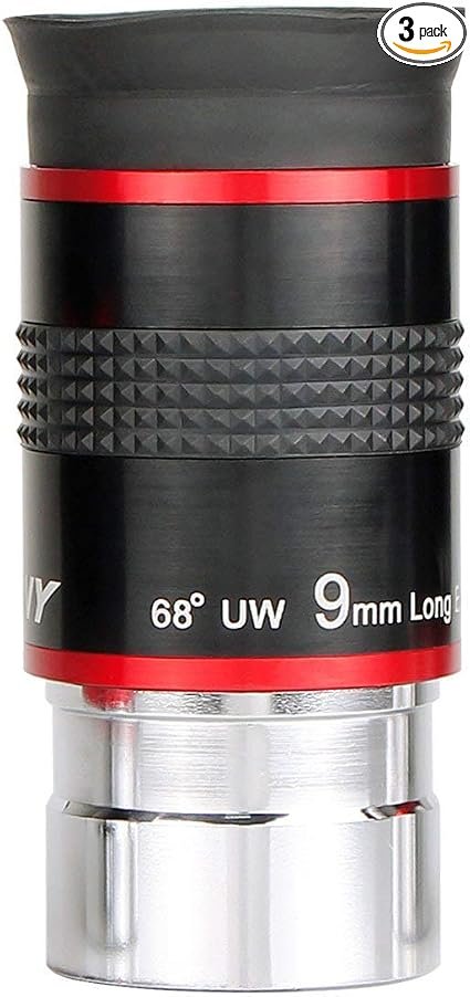 SVBONY 1.25" 9mm Redline Telescope Eyepiece – 68° Ultra-Wide Field
