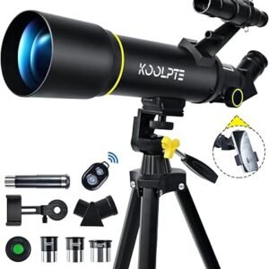 Koolpte 70mm/400mm Travel Refractor Telescope for Kids & Beginners (Black)