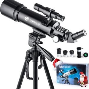 70mm Portable Refractor Telescope with Tripod, Phone Adapter & Bag – Black