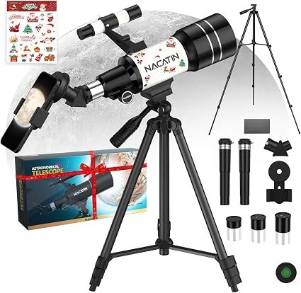 NACATIN 70mm Refractor Telescope for Kids & Beginners (300mm Focal Length)