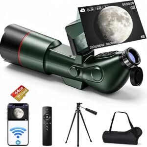 4K Digital Smart Telescope with 3" Flip Screen & Remote Control – Electronic Astrophotography Telescope for Beginners, Adults & Kids (Includes 64GB Card & App Control)