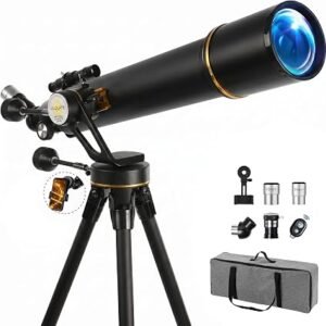 Koolpte 90mm Refractor Telescope for Adults – 700mm Focal Length, Vertisteel AZ Mount (Black)